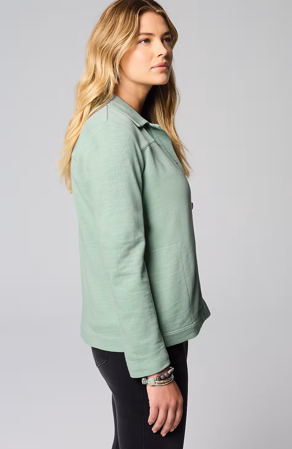 Pure Jill Tea-Dyed Button-Front Jacket