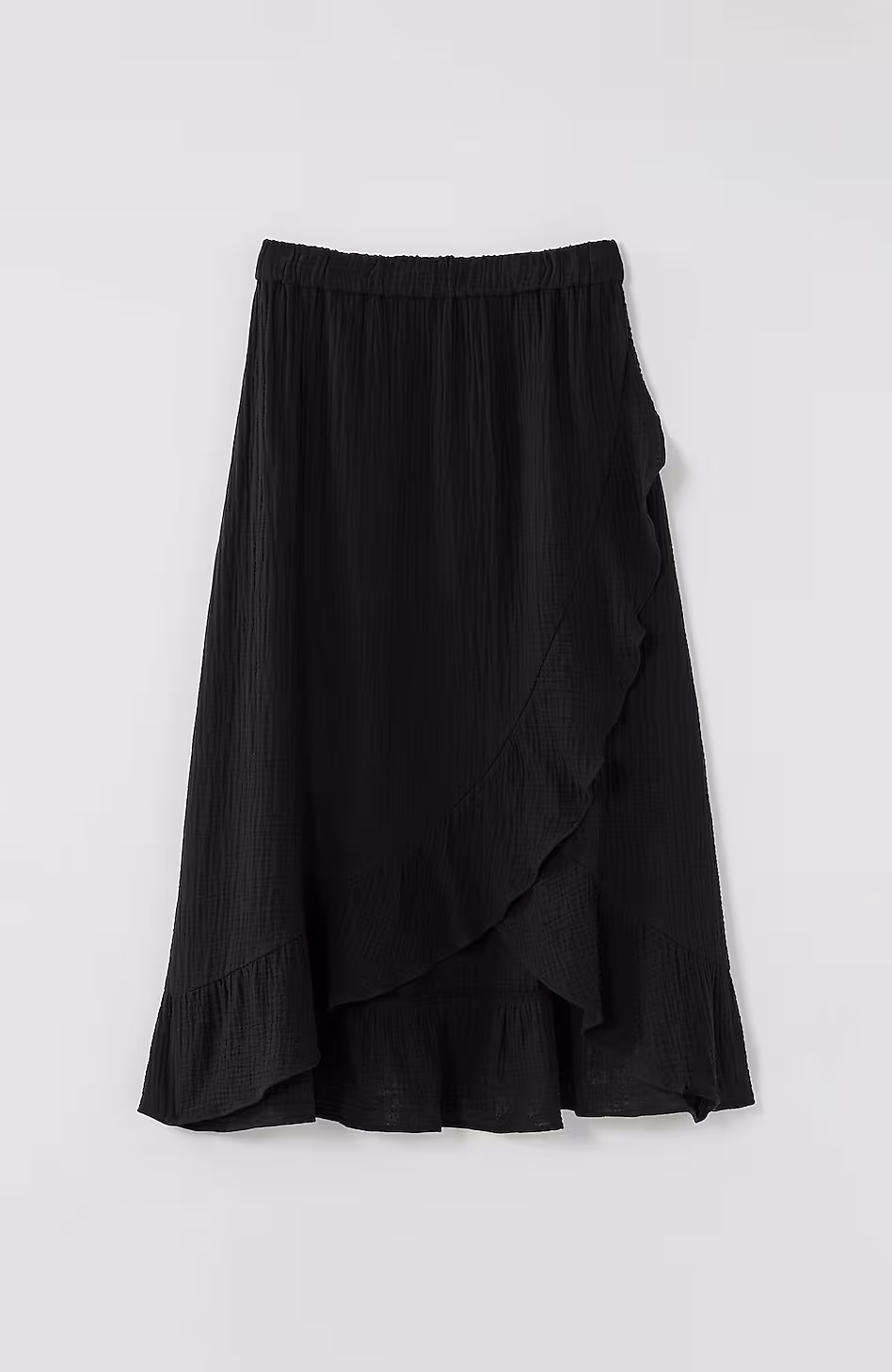 Cotton-Gauze Ruffled Wrap Skirt