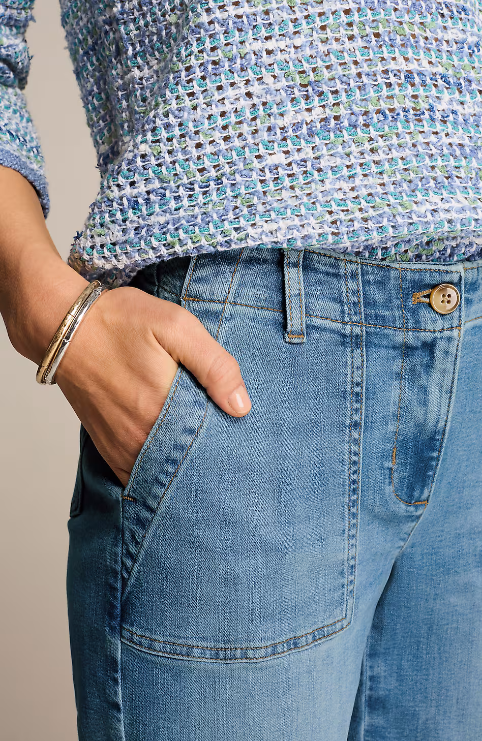 Denim Patch-Pocket Shorts