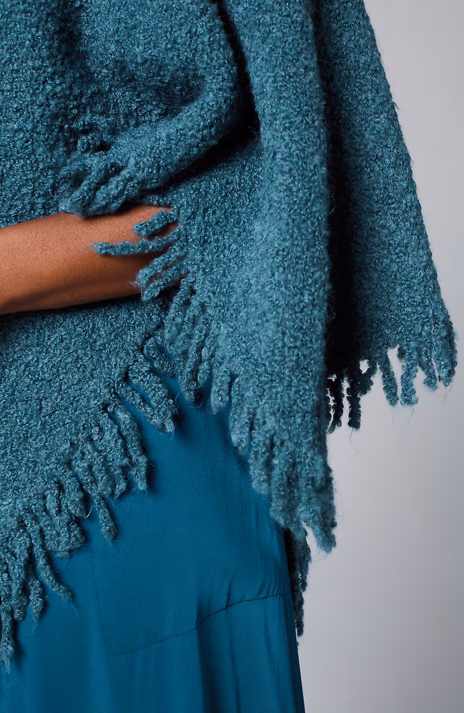 Italian Bouclé Asymmetric Poncho