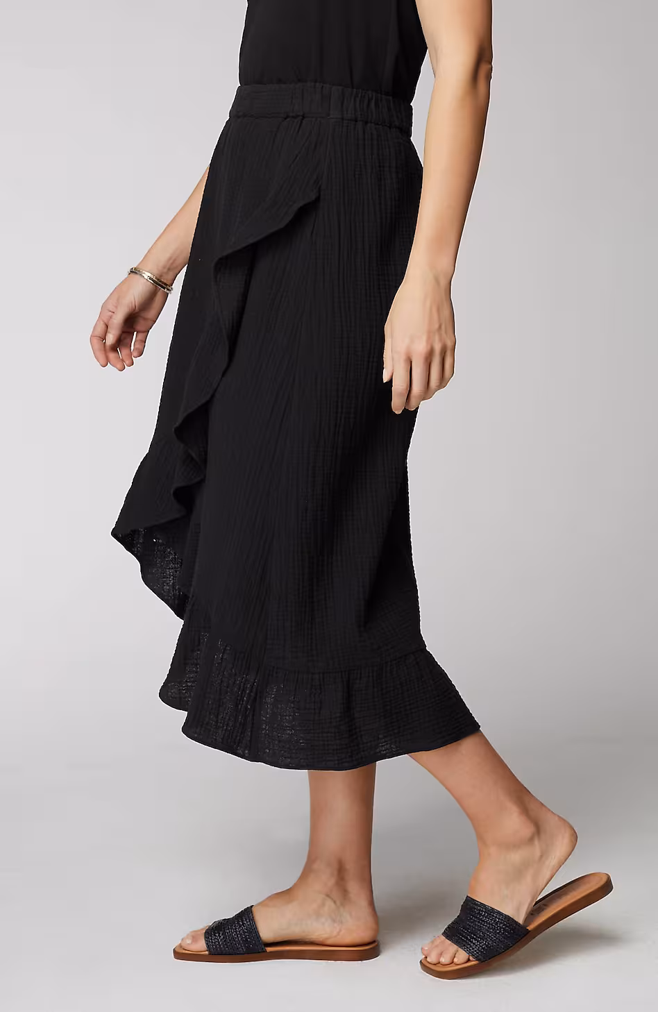 Cotton-Gauze Ruffled Wrap Skirt
