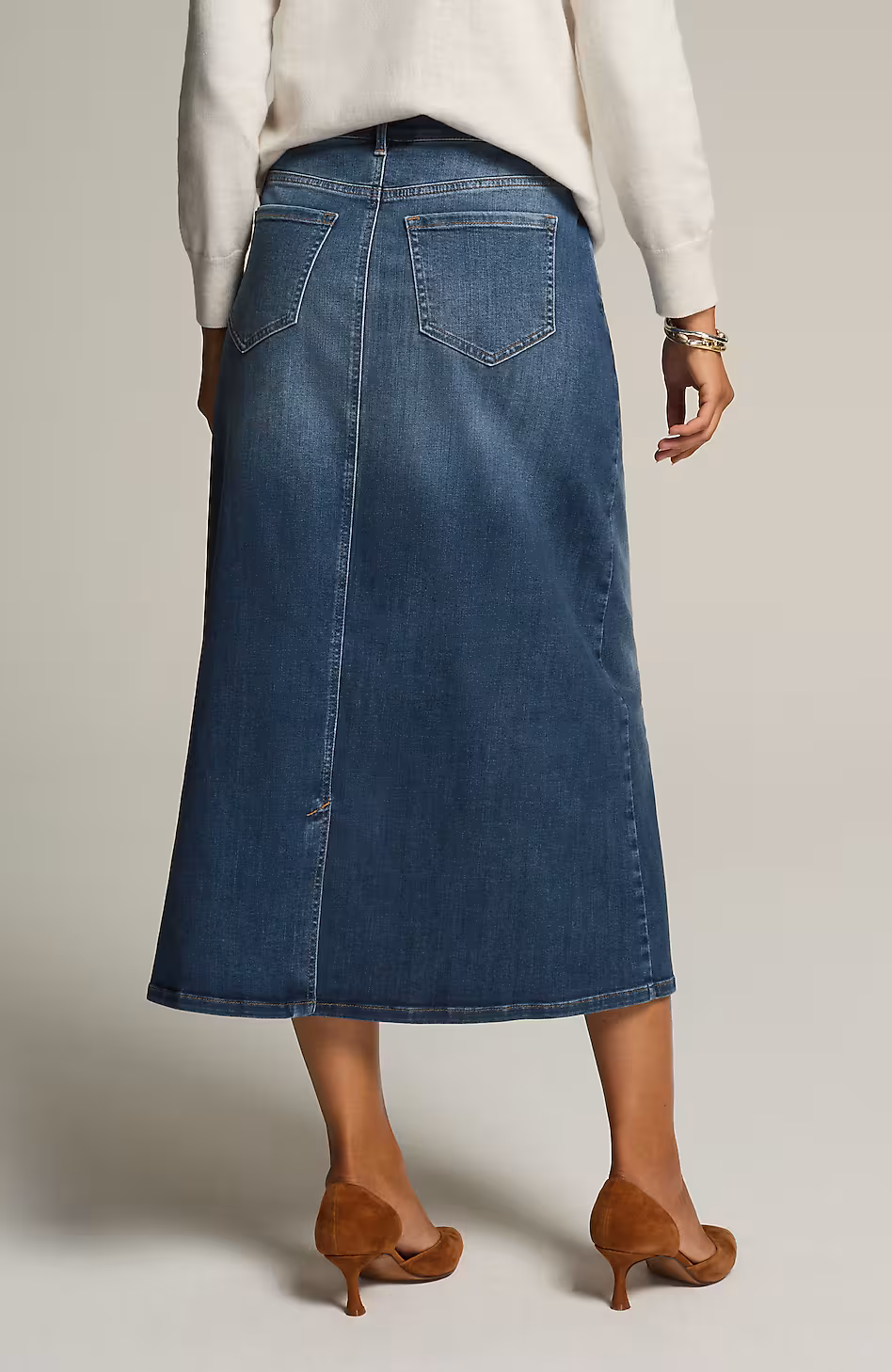 Seamed Denim Maxi Skirt