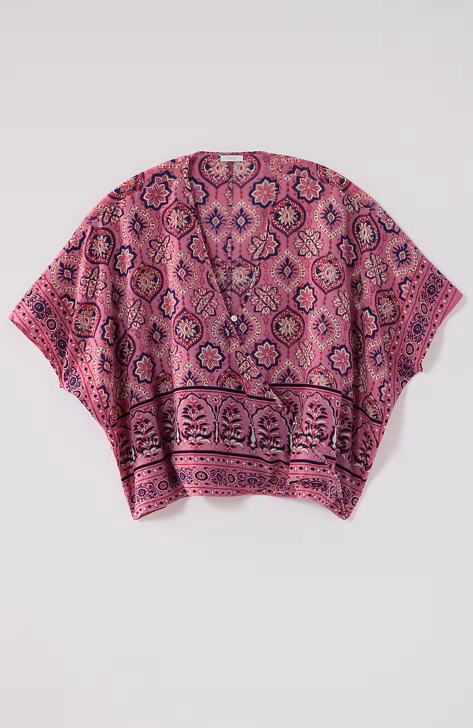 Mixed-Medallion V-Neck Poncho