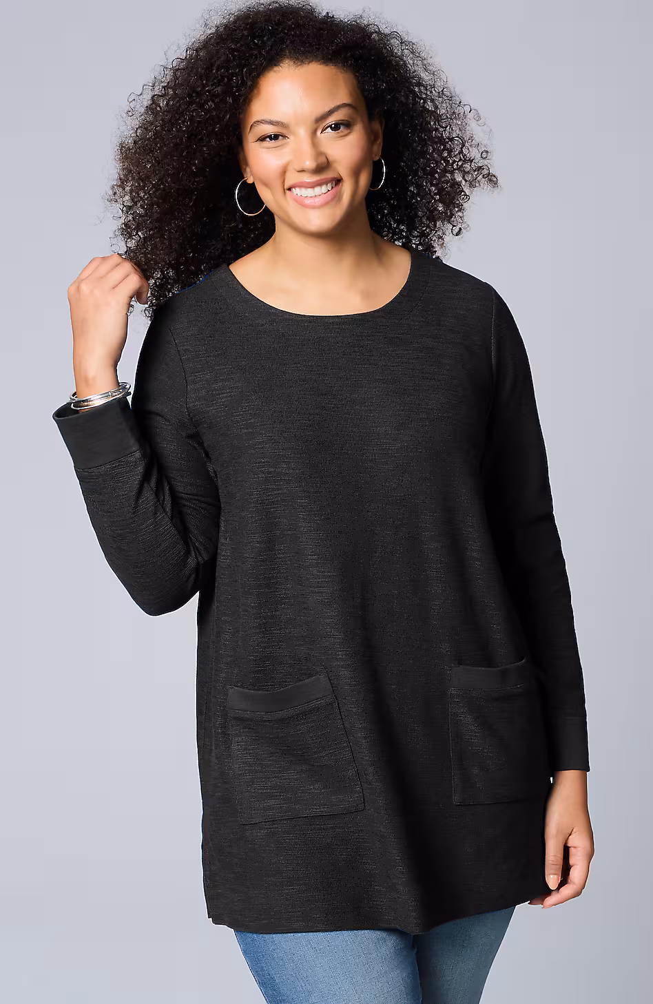 Textured Patch-Pocket Tunic