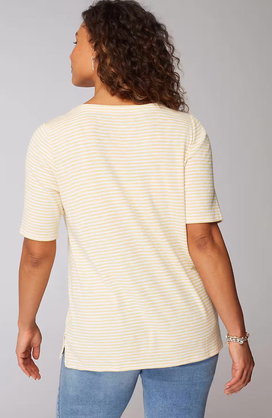 Pima-Slub Scoop-Neck Side-Slit Tee