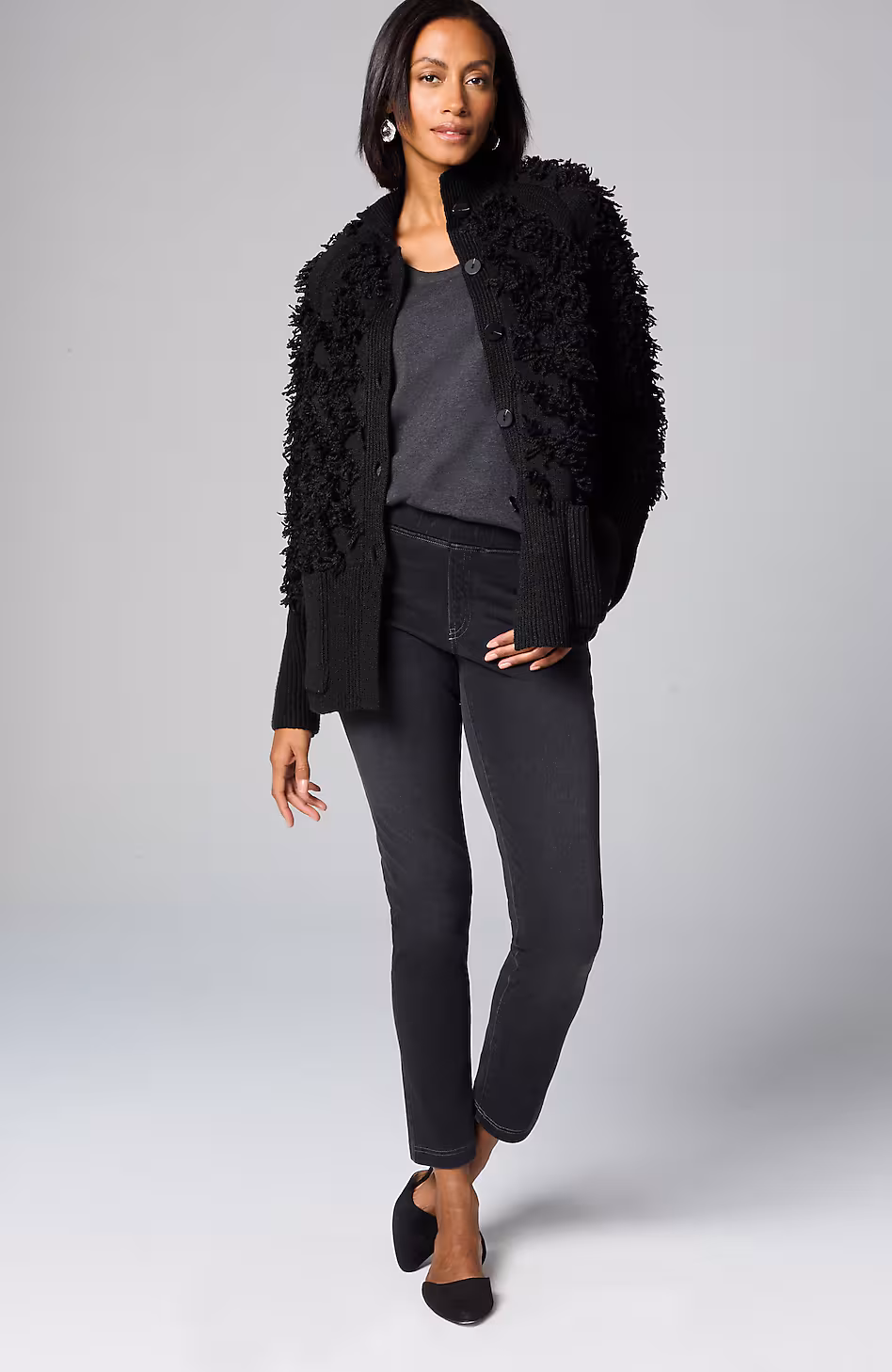 Pure Jill Textured Fringe Cardi