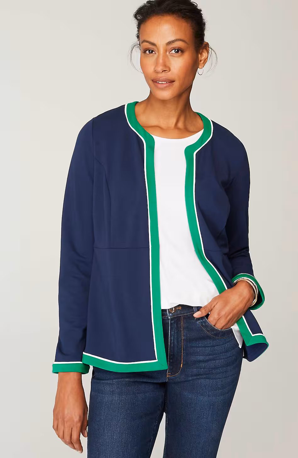 Wearever Double-Face Jersey Contrast-Trim Jacket