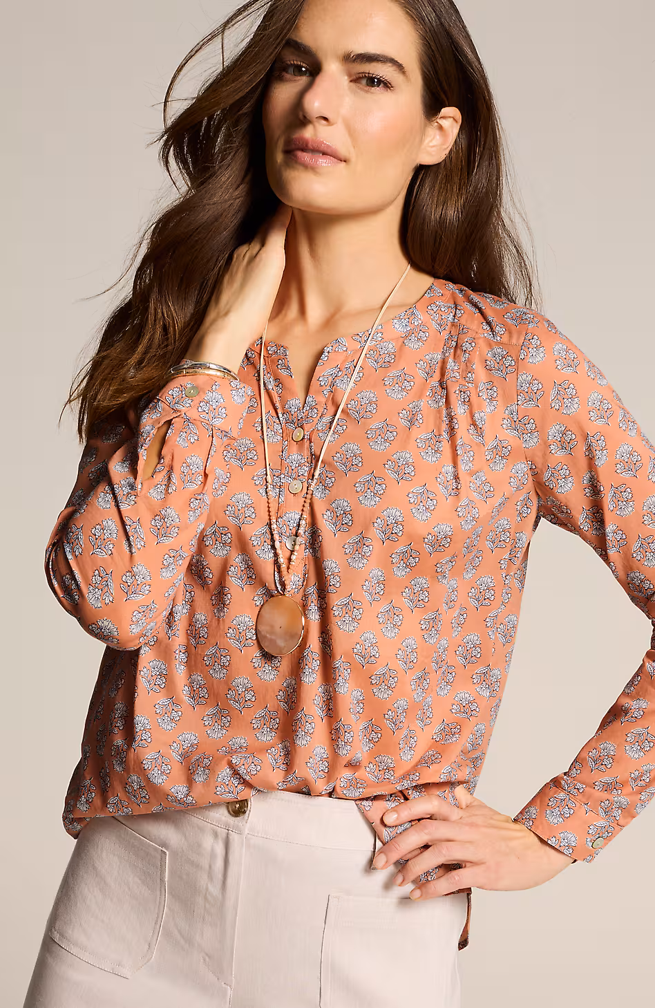 Printed Cotton Voile Top