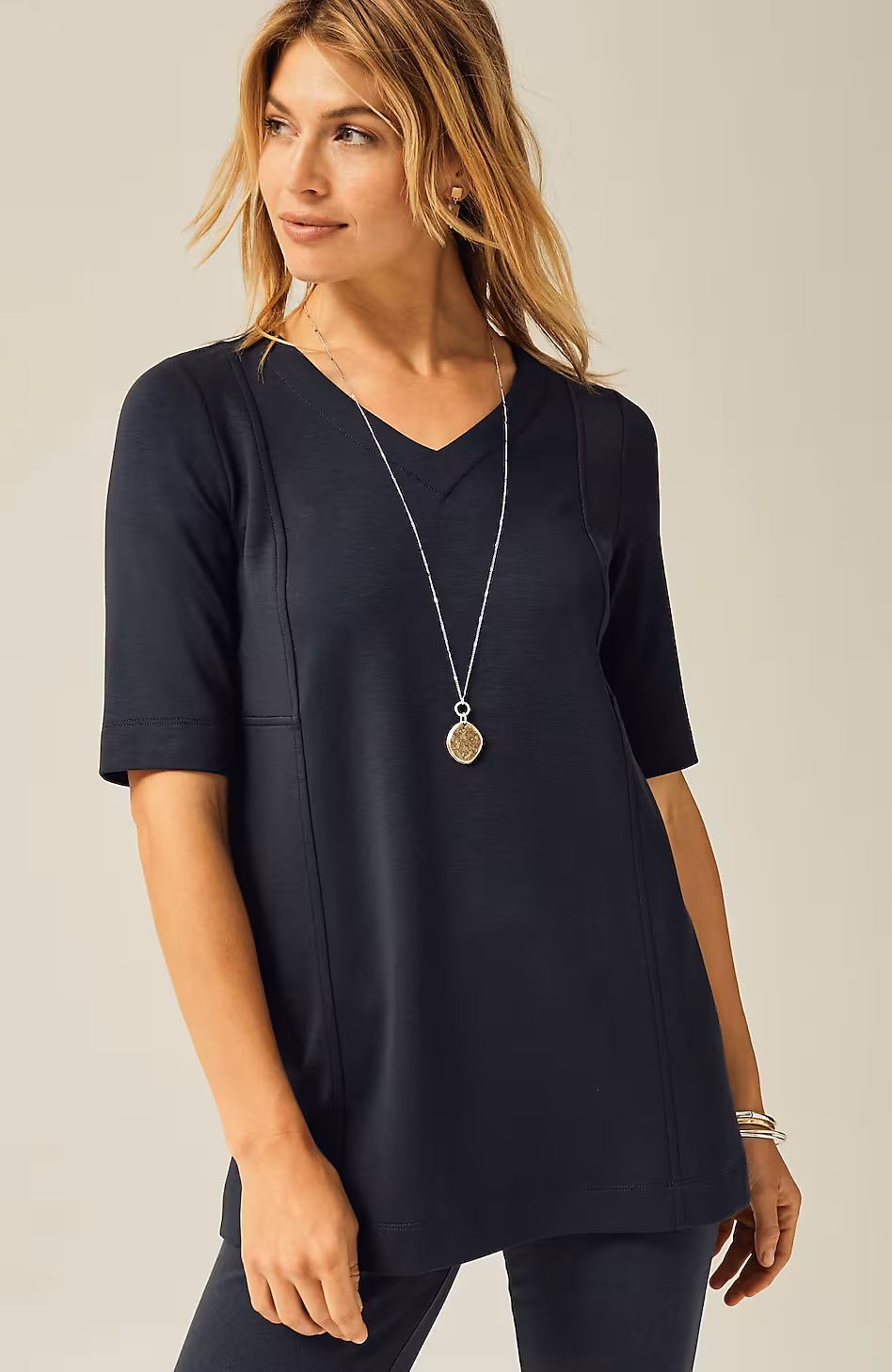 Pure Jill Double-Knit Seamed Tunic