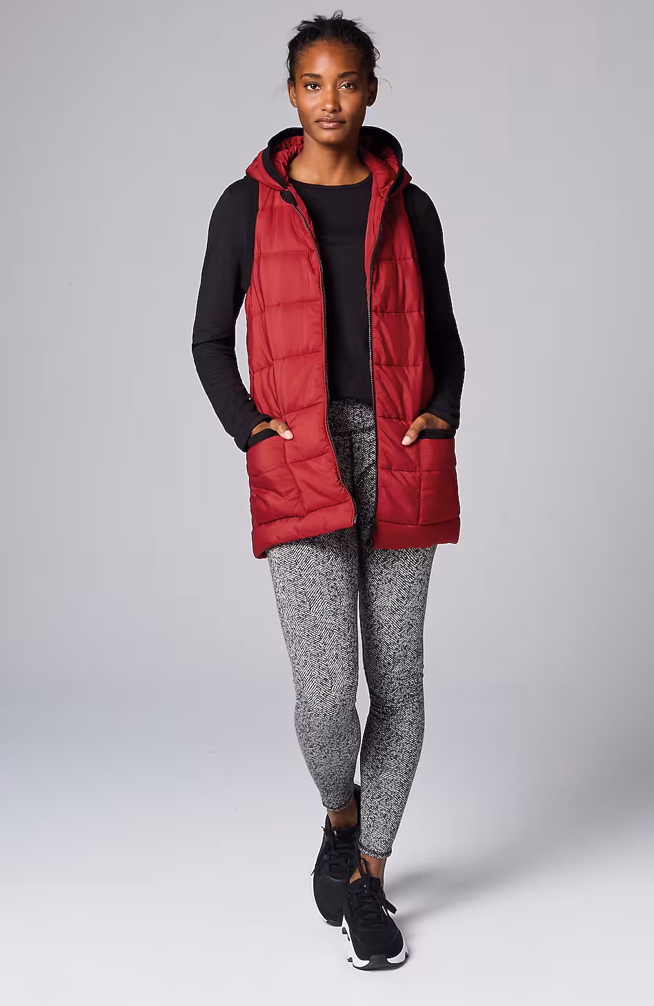 Fit Rib-Trimmed Hooded Puffer Vest