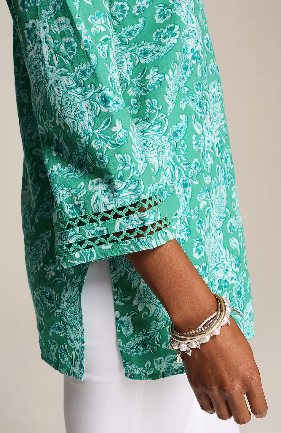 Linen-Blend Trimmed Tunic