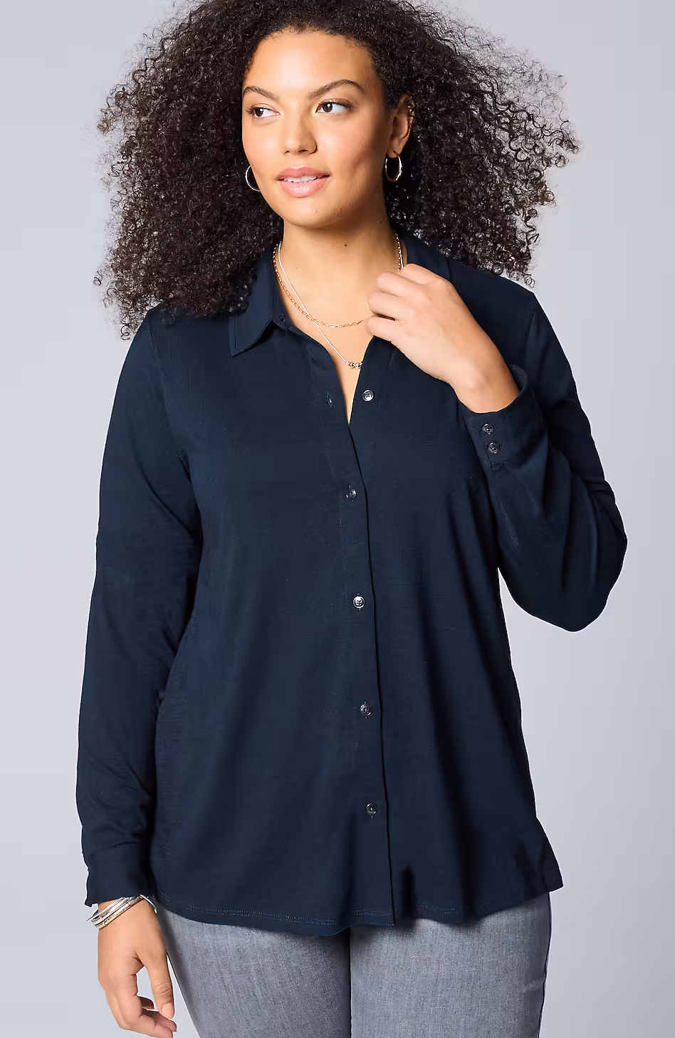 Button-Front Knit Shirt