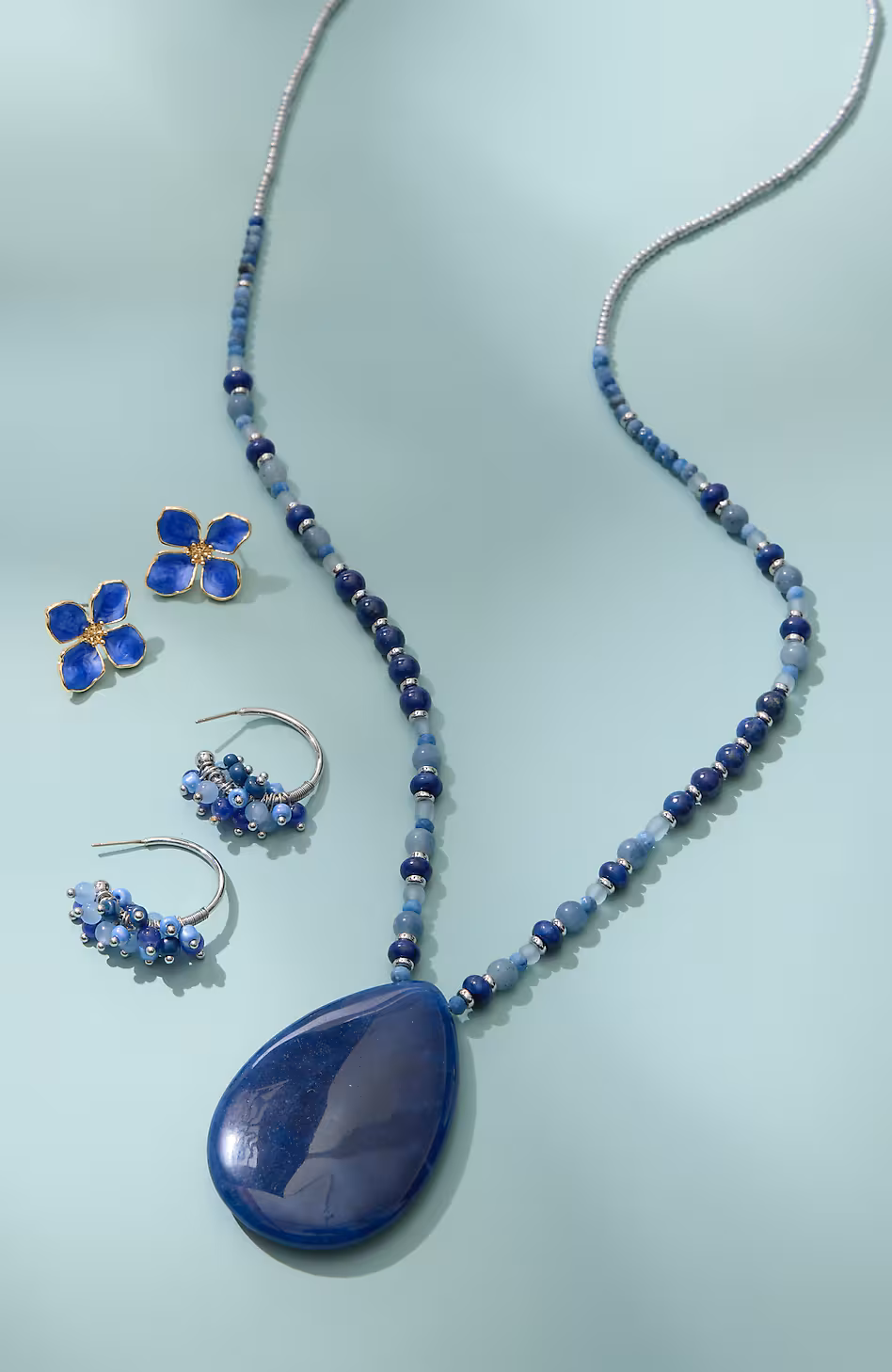 Beaded Cluster Hoops