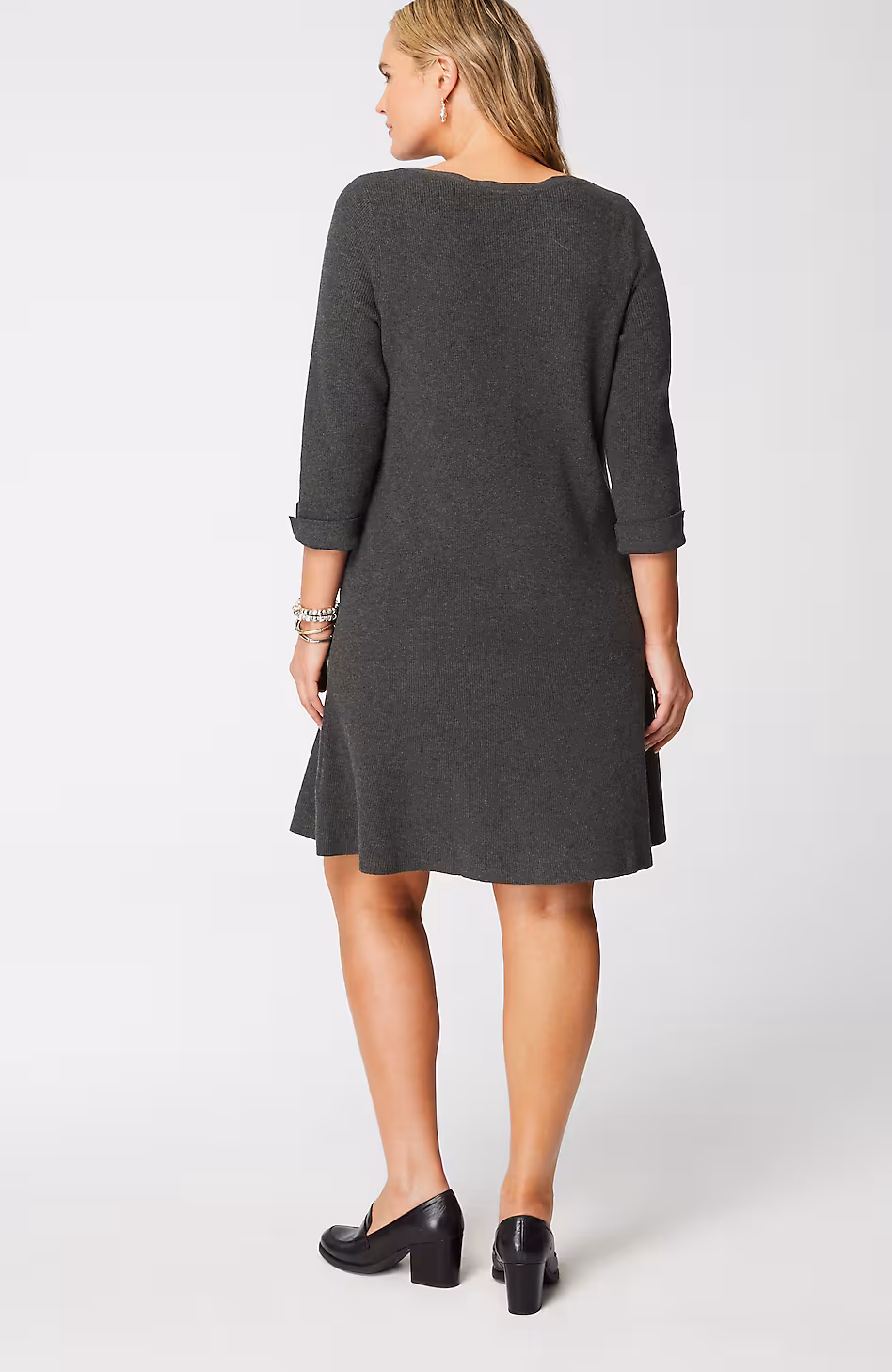Flounced-Hem Sweater Dress
