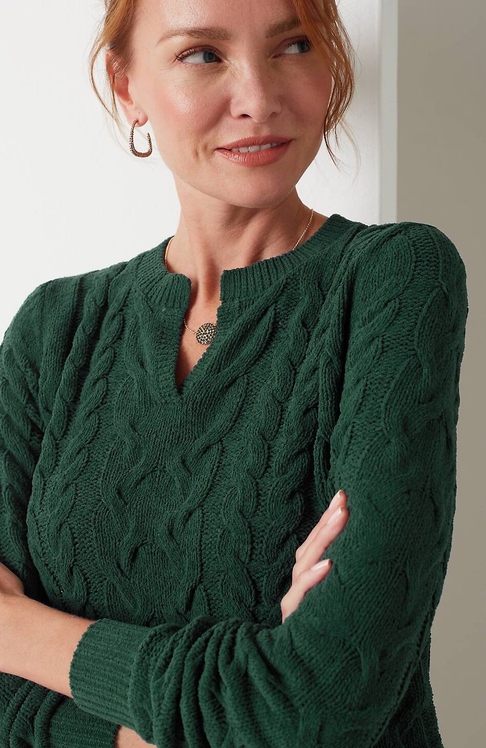 Split-Neck Chenille Tunic