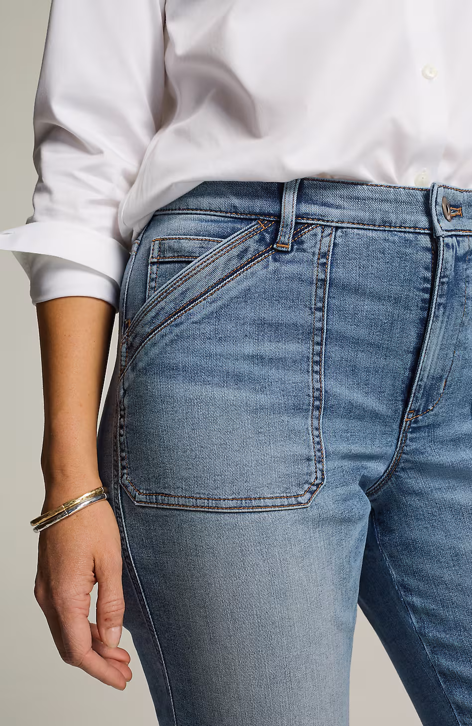 Curvy-Fit Patch-Pocket Jeans