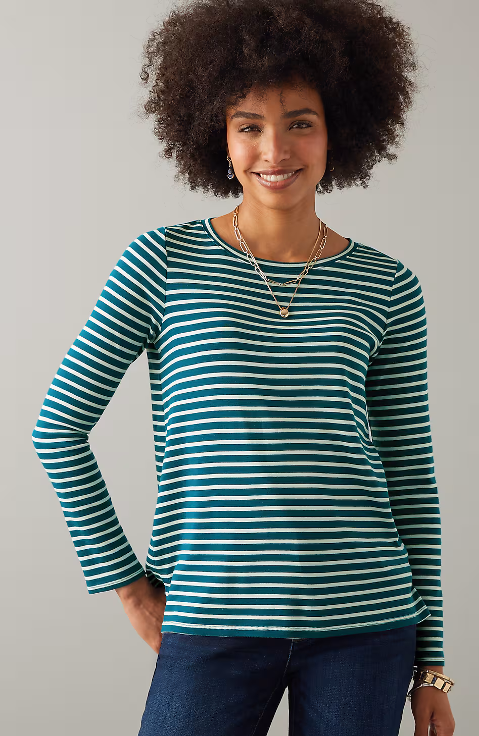 Long-Sleeve Pima Crew-Neck Tee