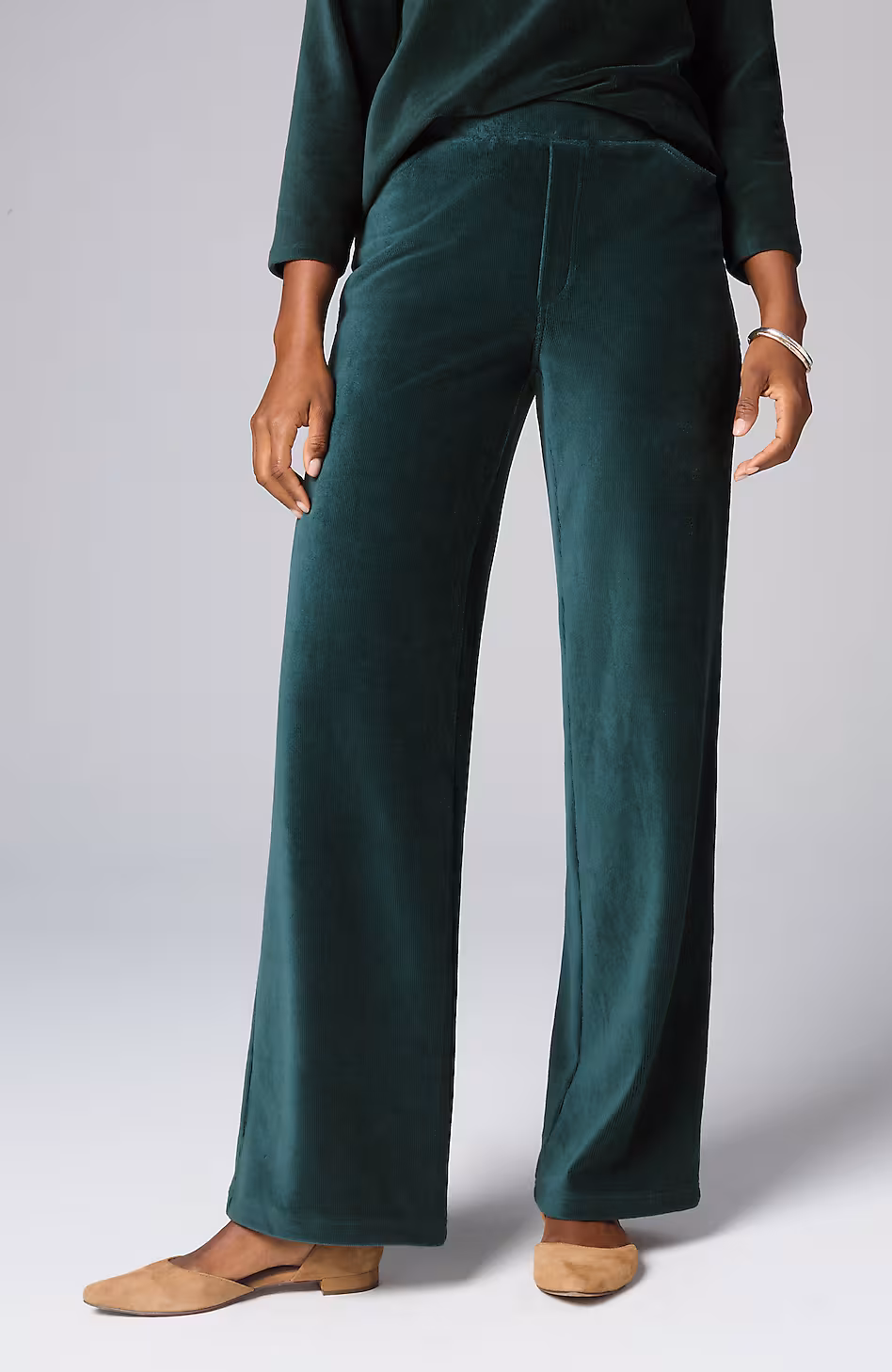 Pure Jill Corded-Velour Wide-Leg Pants