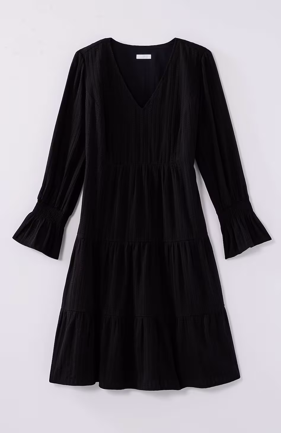 Smocked-Sleeves Tiered Dress