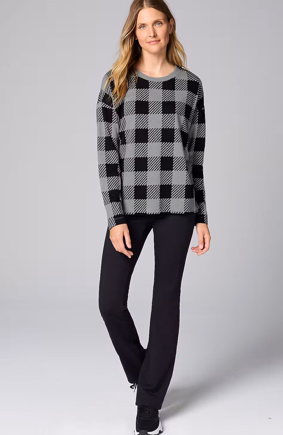 Fit French Terry Plaid Sweatshirt