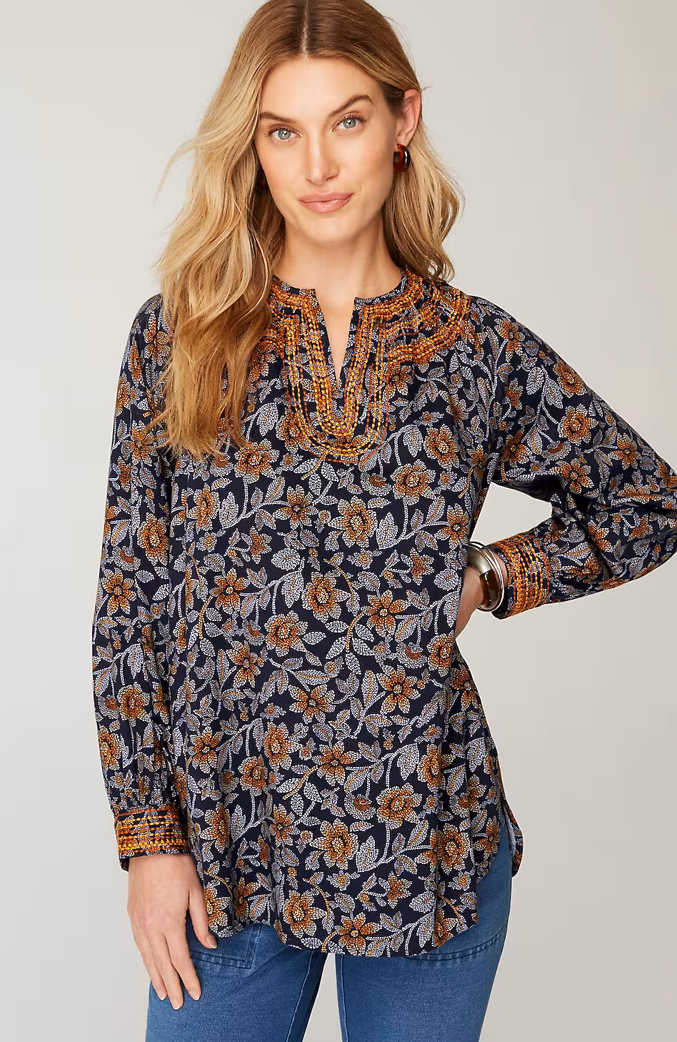 Pure Jill Twill Embroidered Tunic
