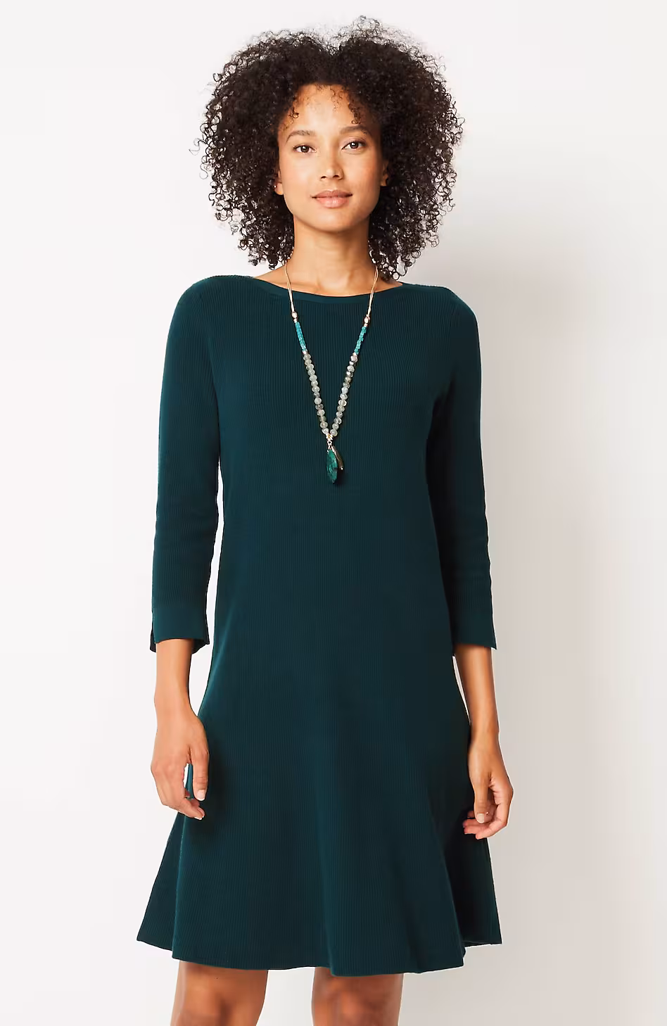 Flounced-Hem Sweater Dress