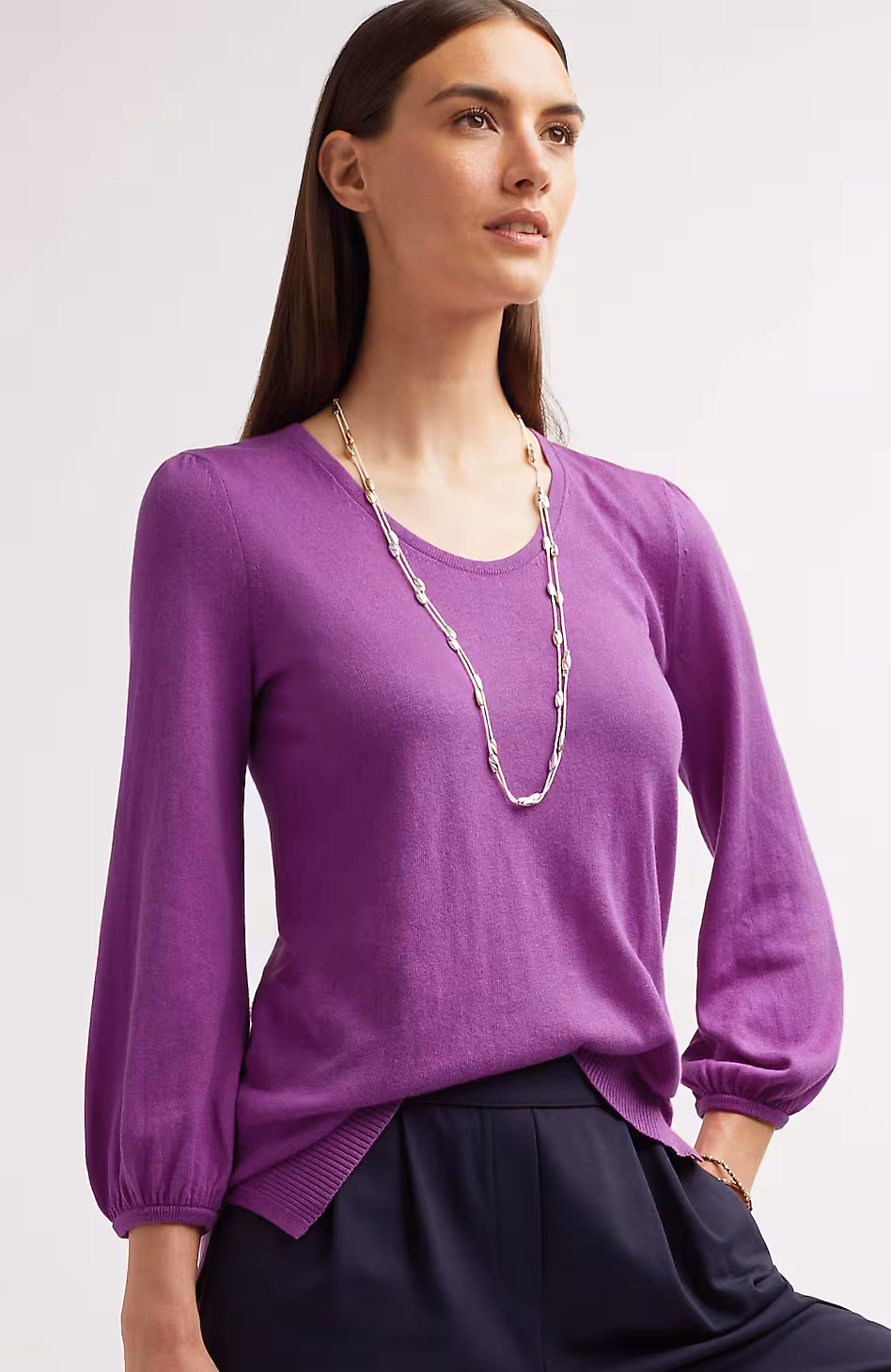 Wearever Silk-Blend Blouson-Sleeve Sweater