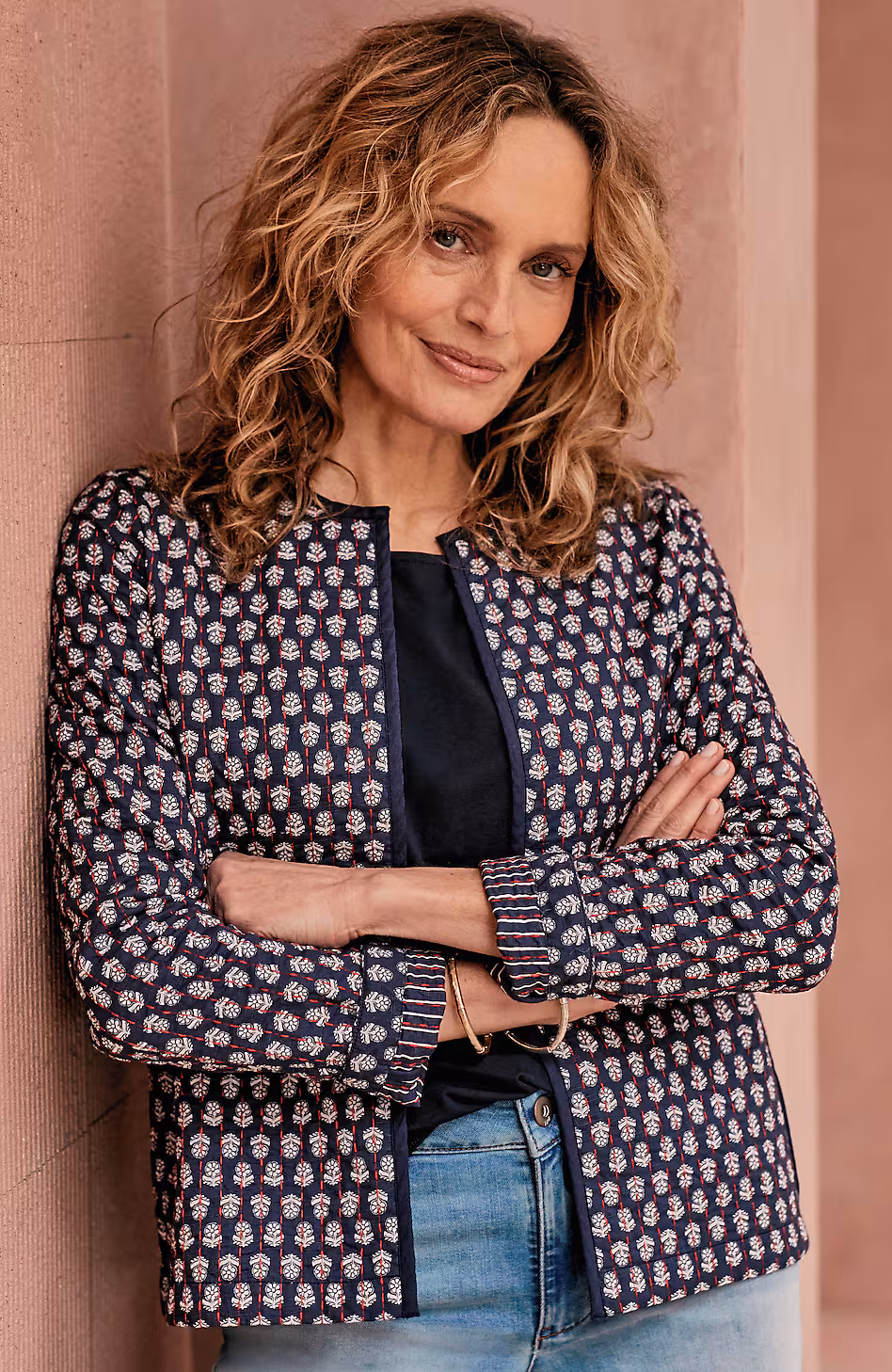 Quilted Open-Front Jacket