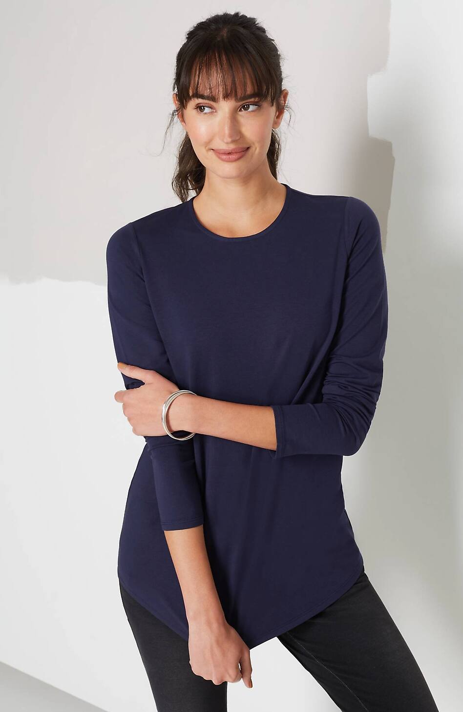 Pure Jill Long-Sleeve Shirttail Tee
