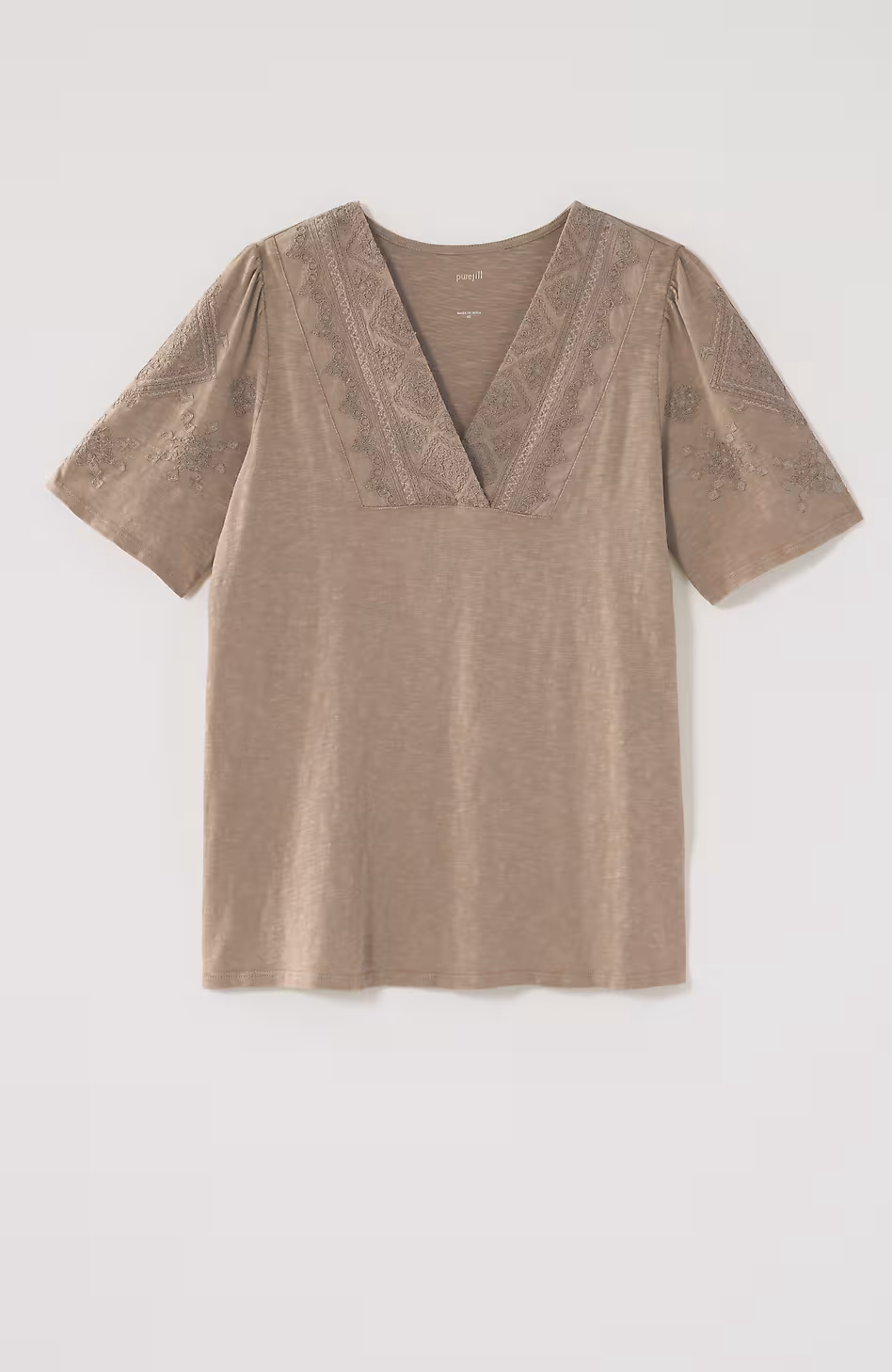 Pure Jill Embroidered Garment-Dyed Top