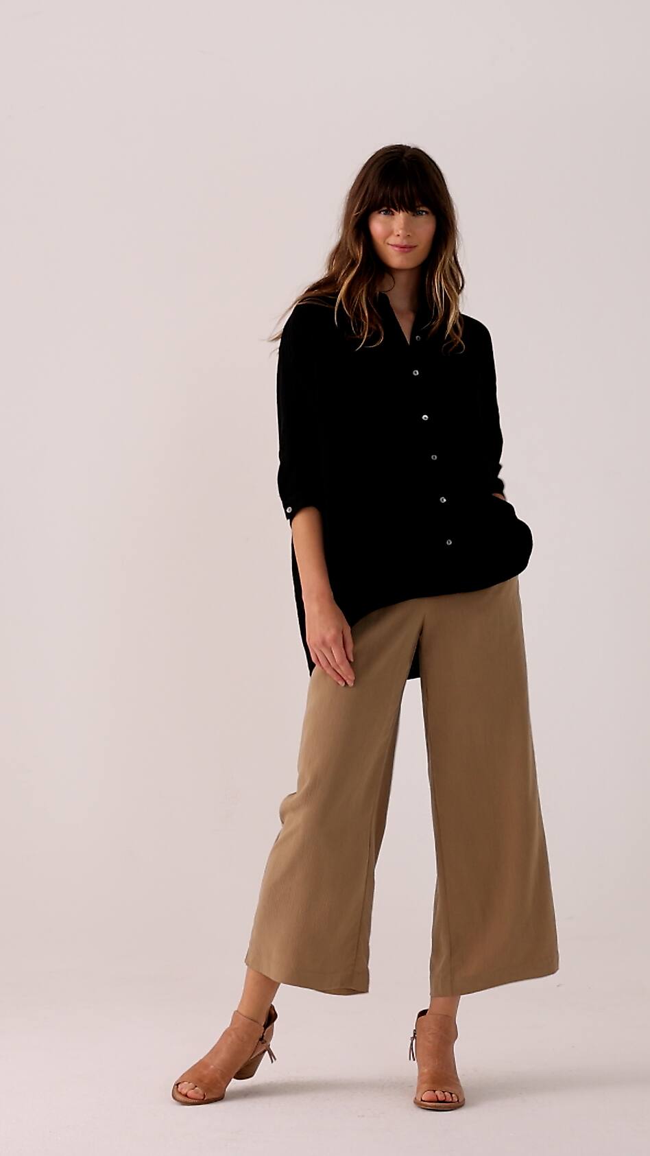 Pure Jill Relaxed Gauze Button-Front Top