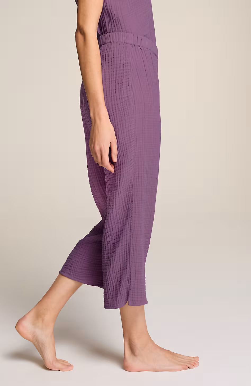 Sleep Cotton-Gauze Wide-Leg Crops