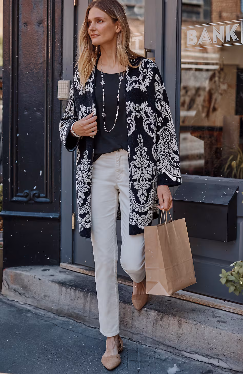 Placed-Jacquard Cardi