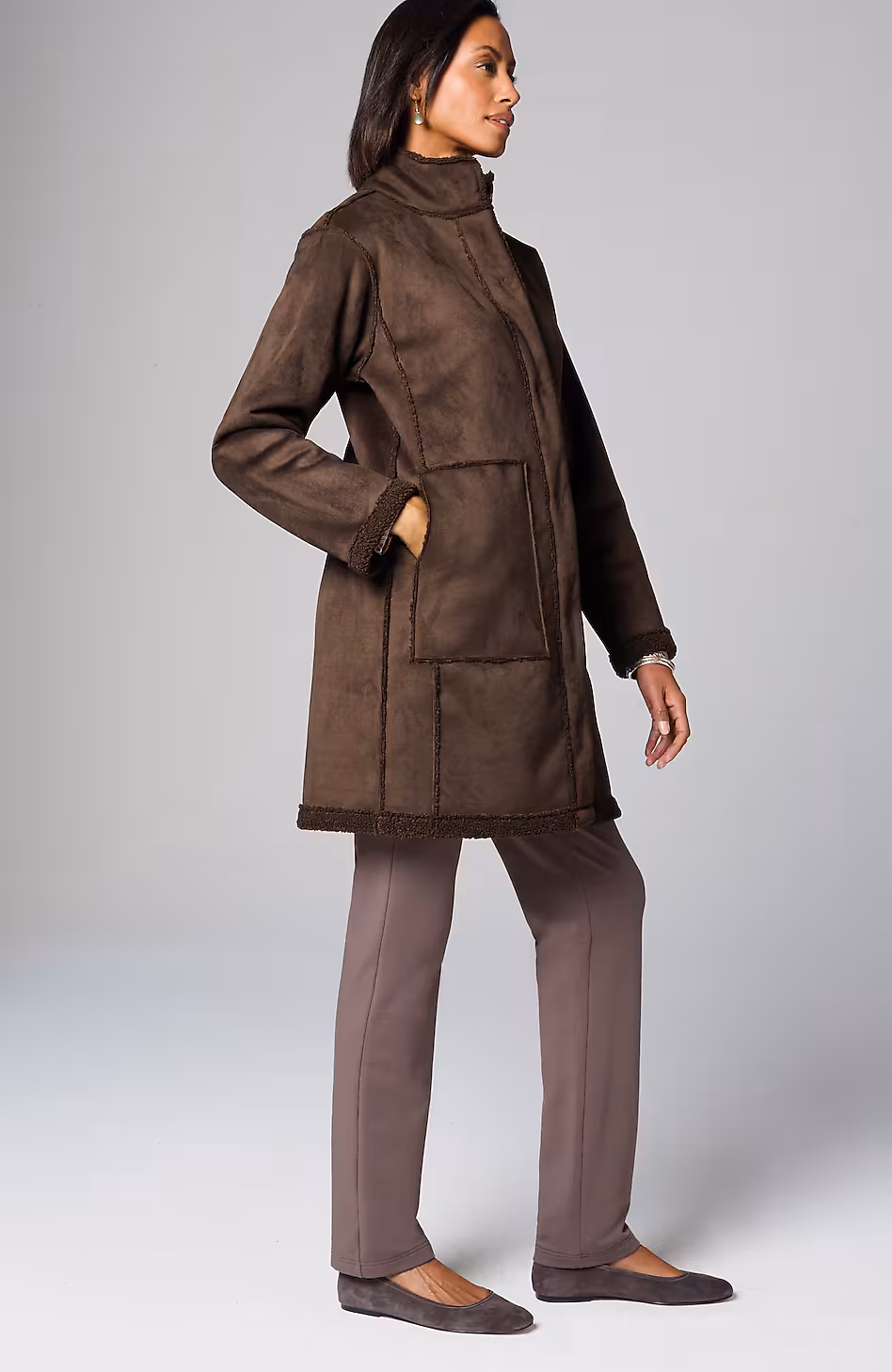 Pure Jill Reversible Long Teddy Coat