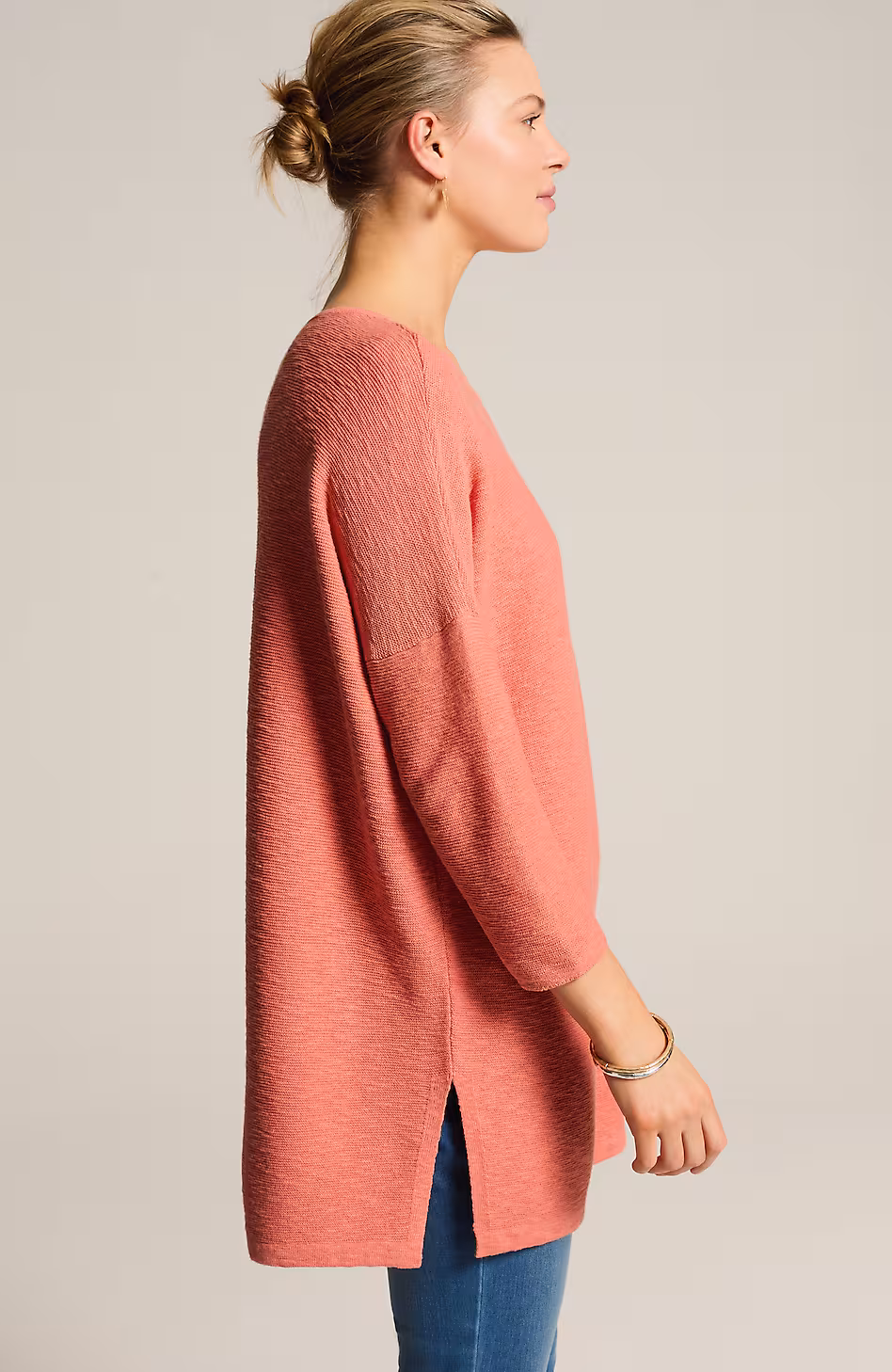 Pure Jill Textured-Stitch Slub Sweater