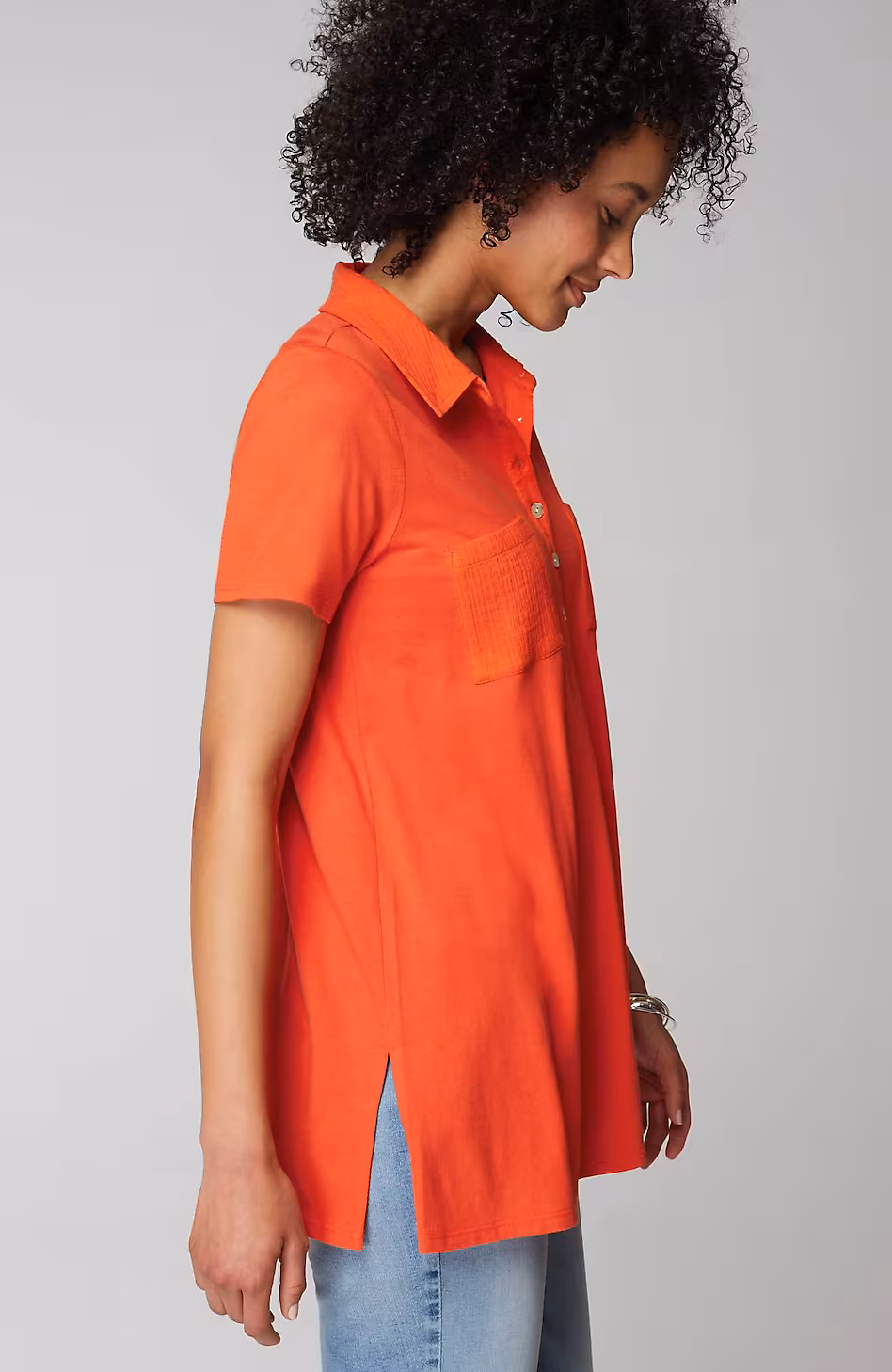 Cotton-Gauze Mixed-Media Tunic