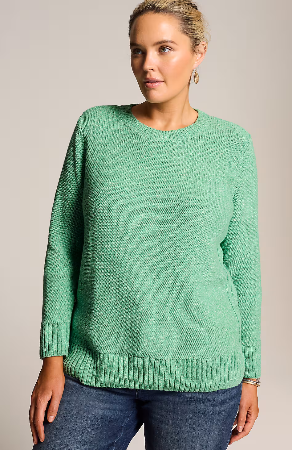 Ribbed-Detail Crew-Neck Sweater