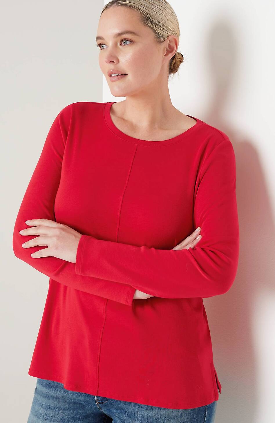 Long-Sleeve Pima Crew-Neck Tee