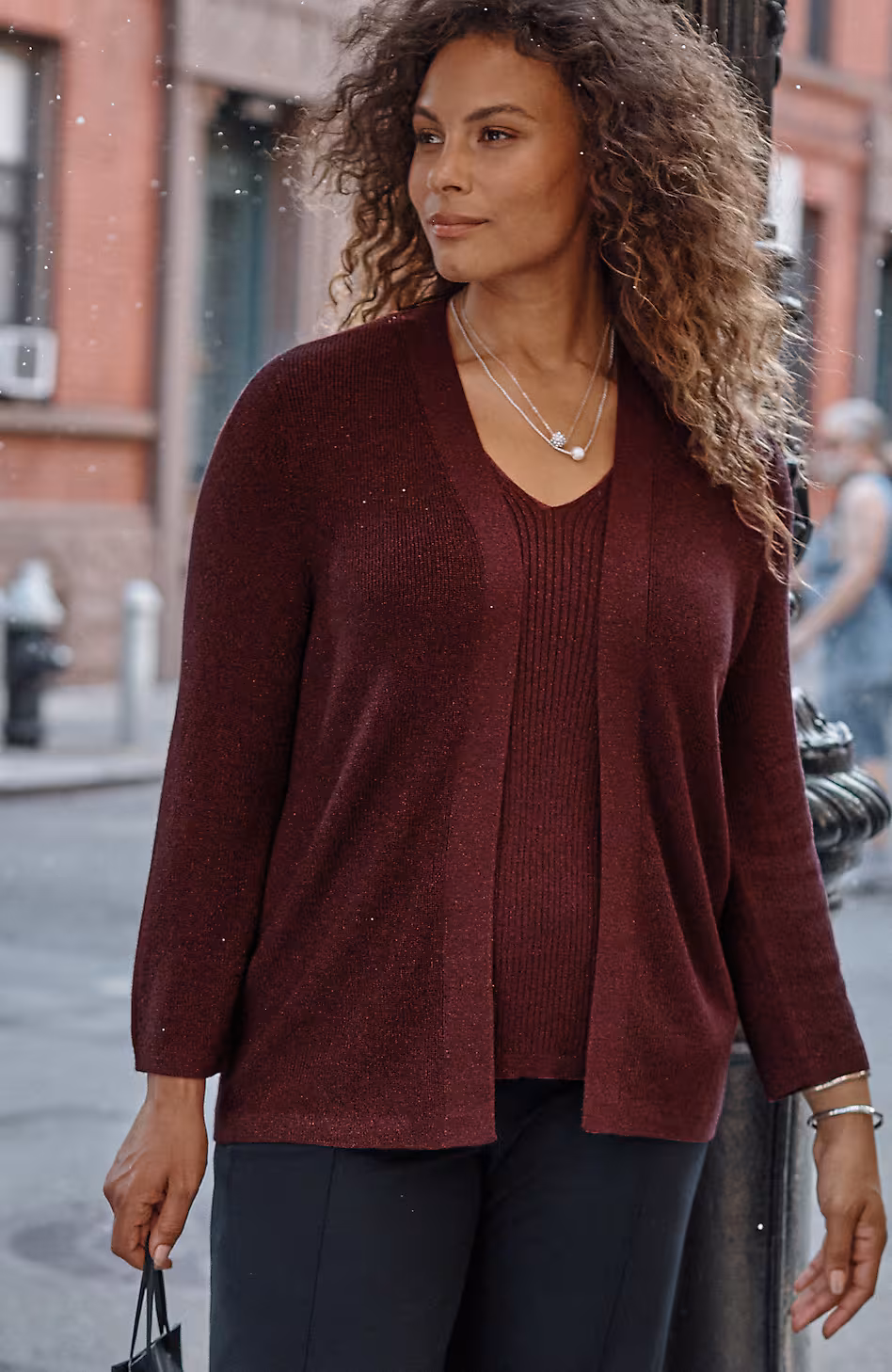 Wearever Rib-Textured Sparkle Cardi