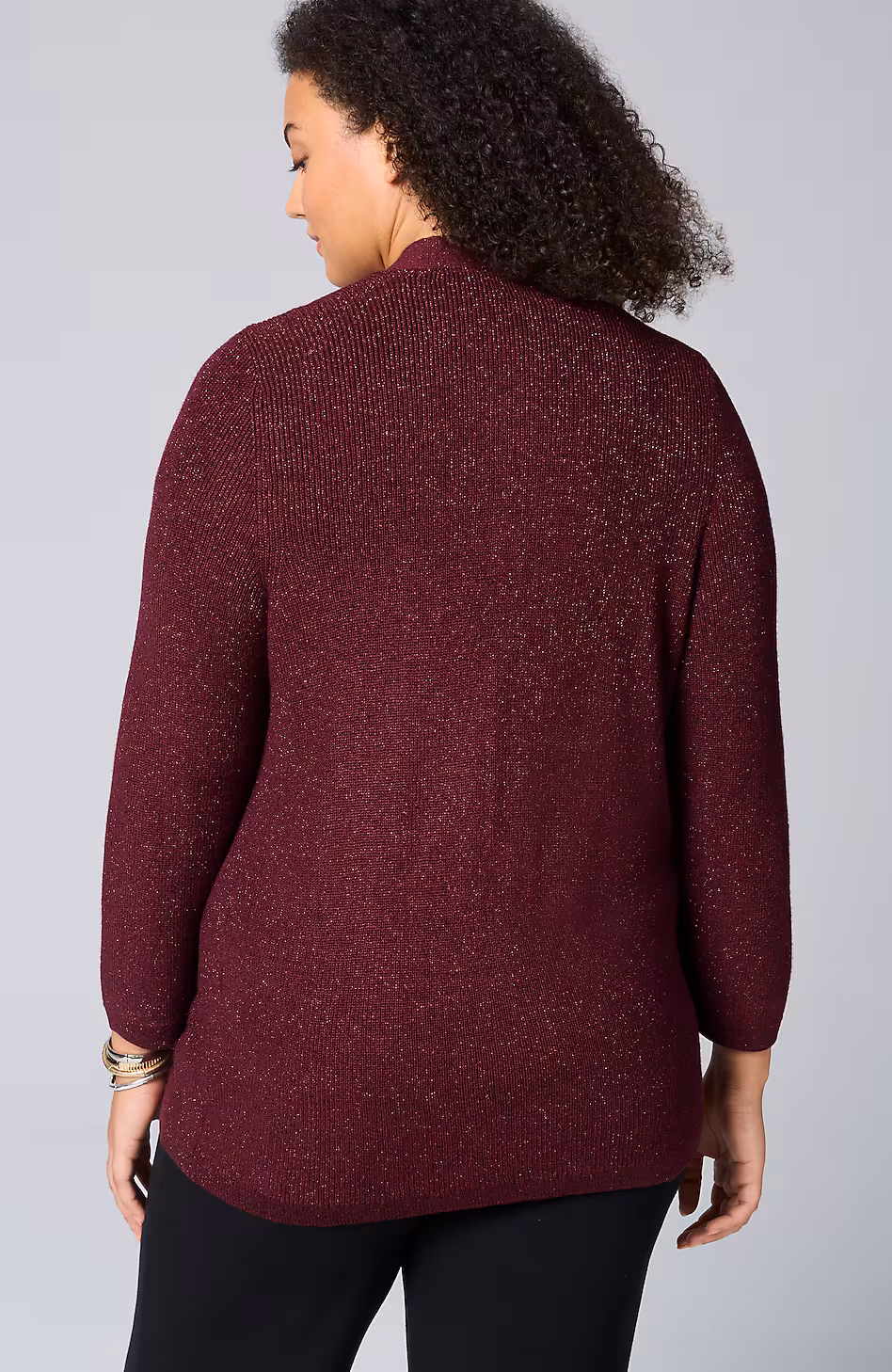Wearever Rib-Textured Sparkle Cardi