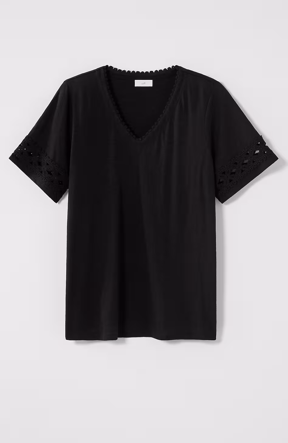 Crochet-Trim V-Neck Top