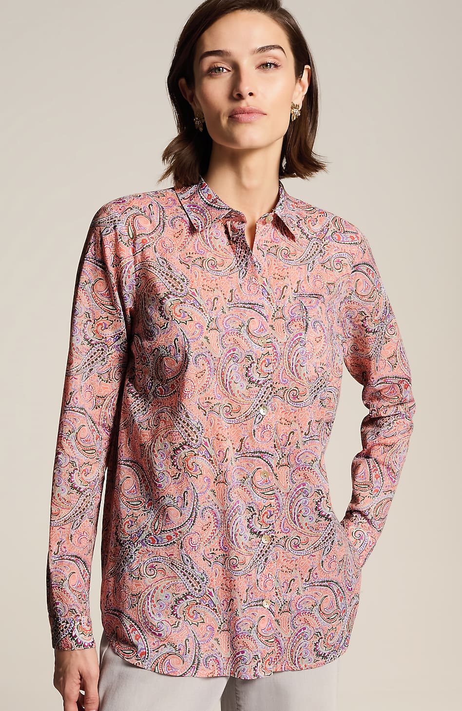 One-Pocket Shirred-Back Shirt