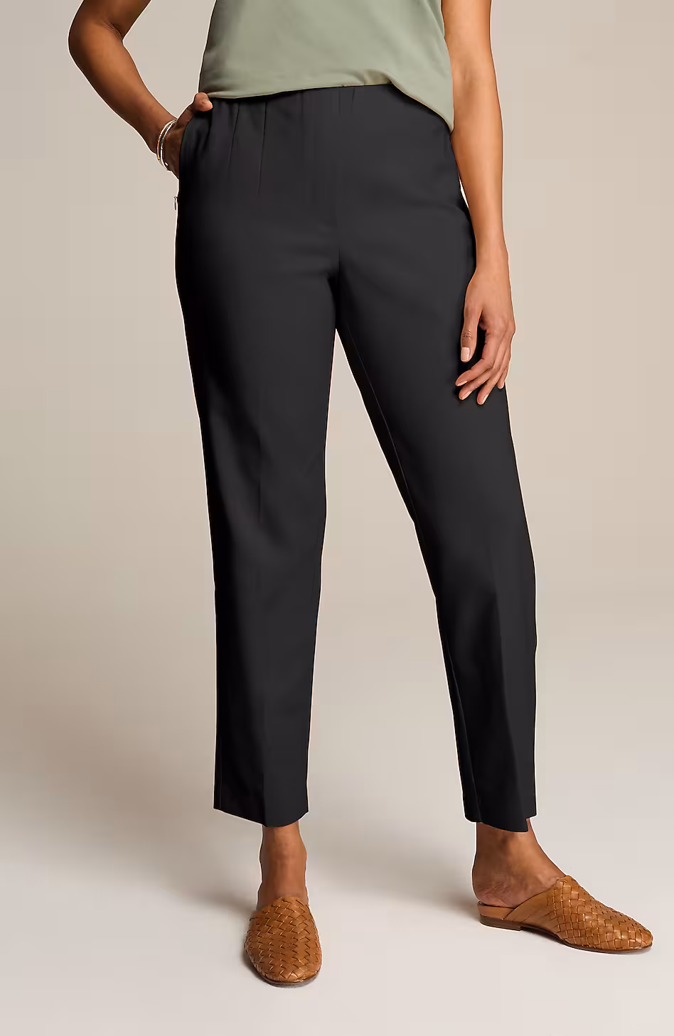 Curvy-Fit Versatile Cotton-Stretch Slim-Leg Pants