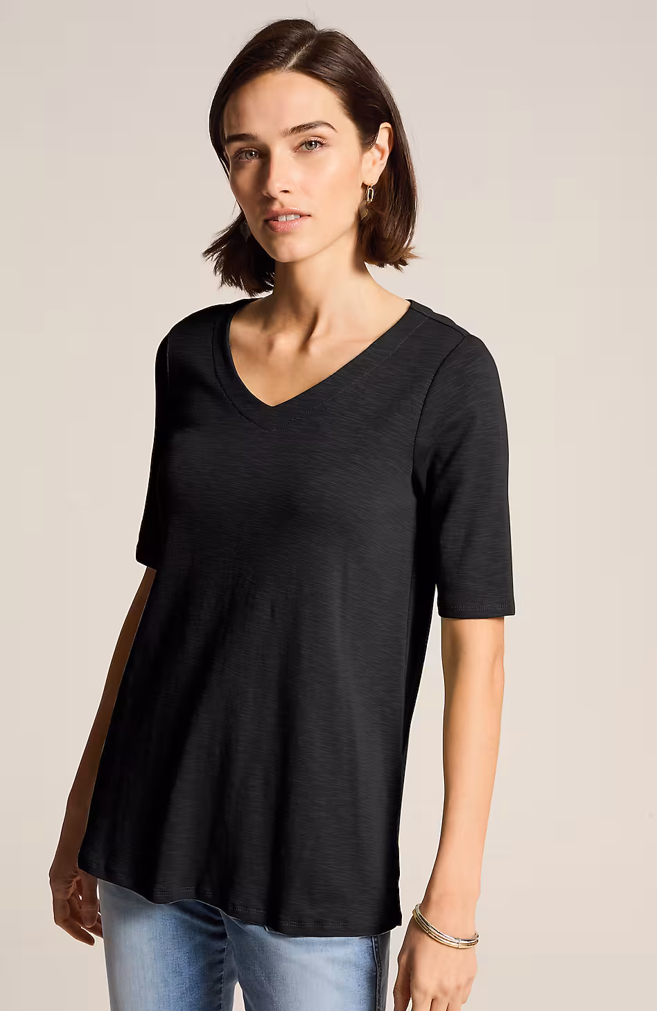 Pima-Slub Elbow-Sleeve Tee