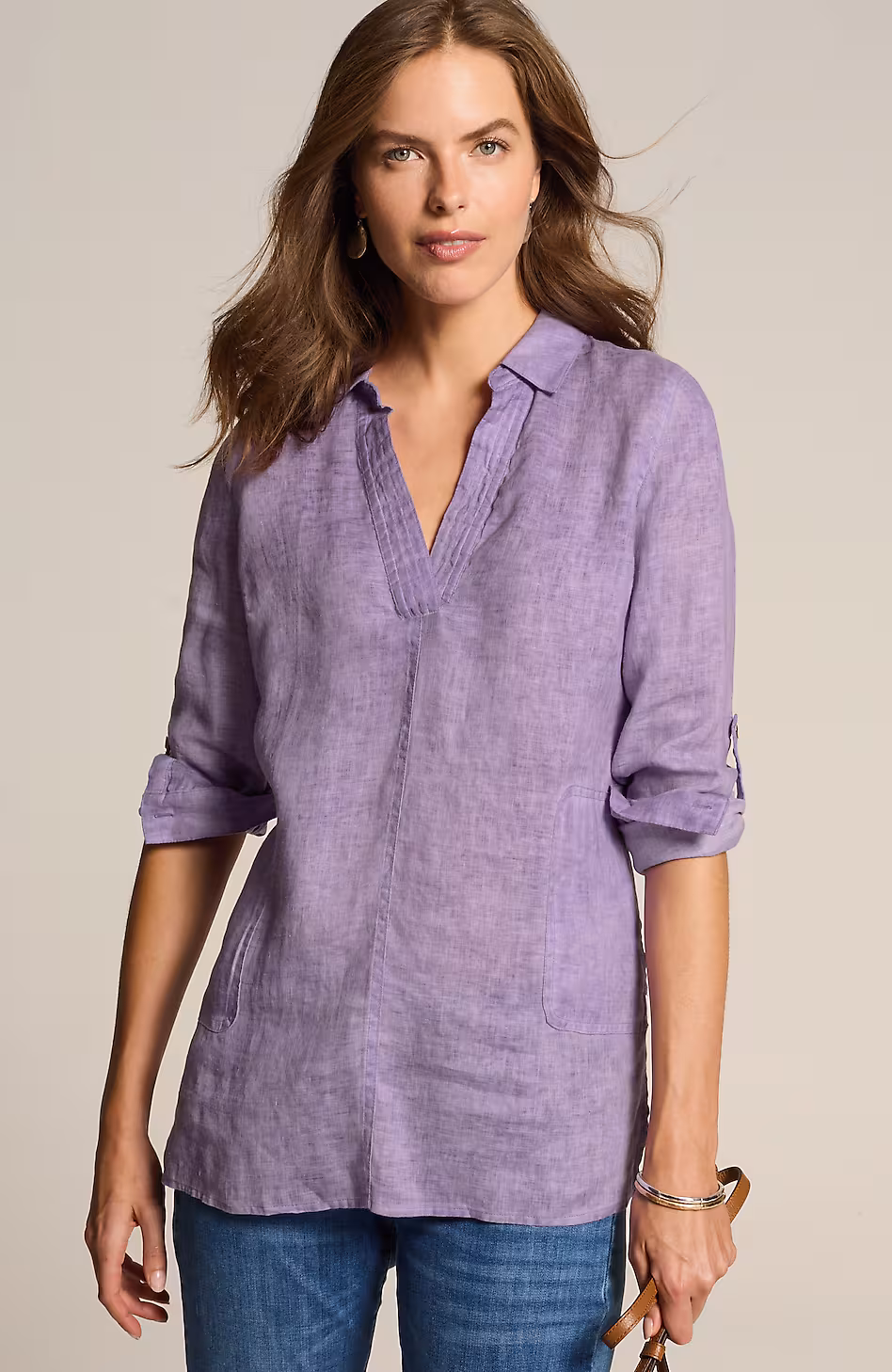 Garment-Dyed Linen Popover Tunic