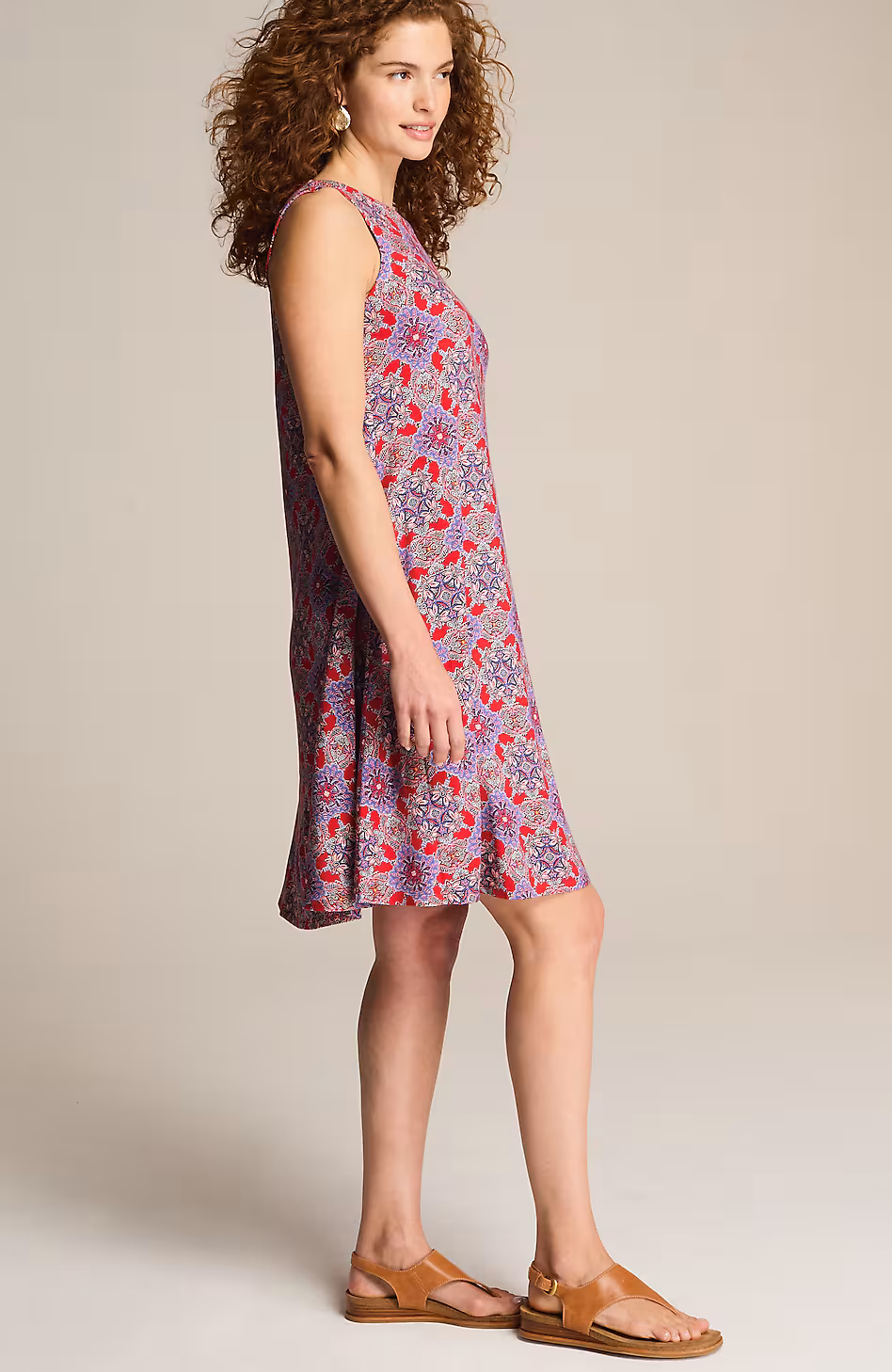 Printed Sleeveless Swing Dress