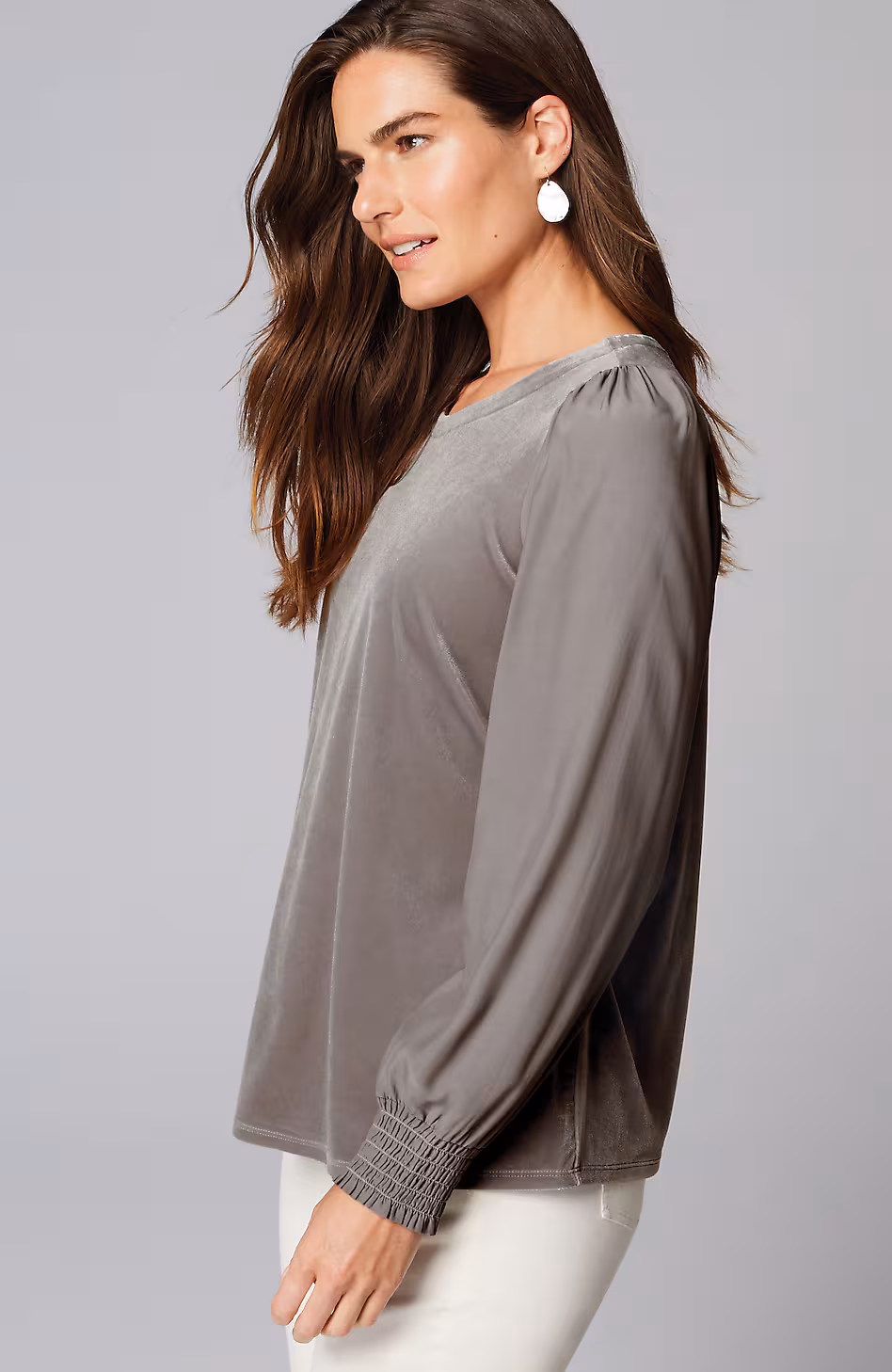 Velour Mixed-Media Top