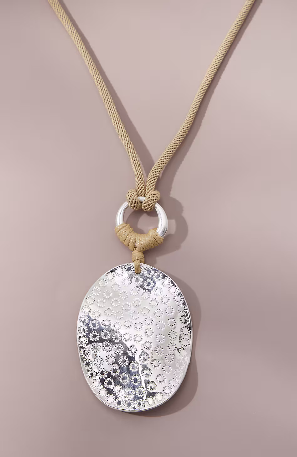 Silvertone Mixed-Finish Pendant Necklace