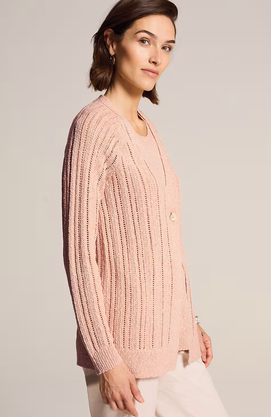 Marled Single-Button Cardi