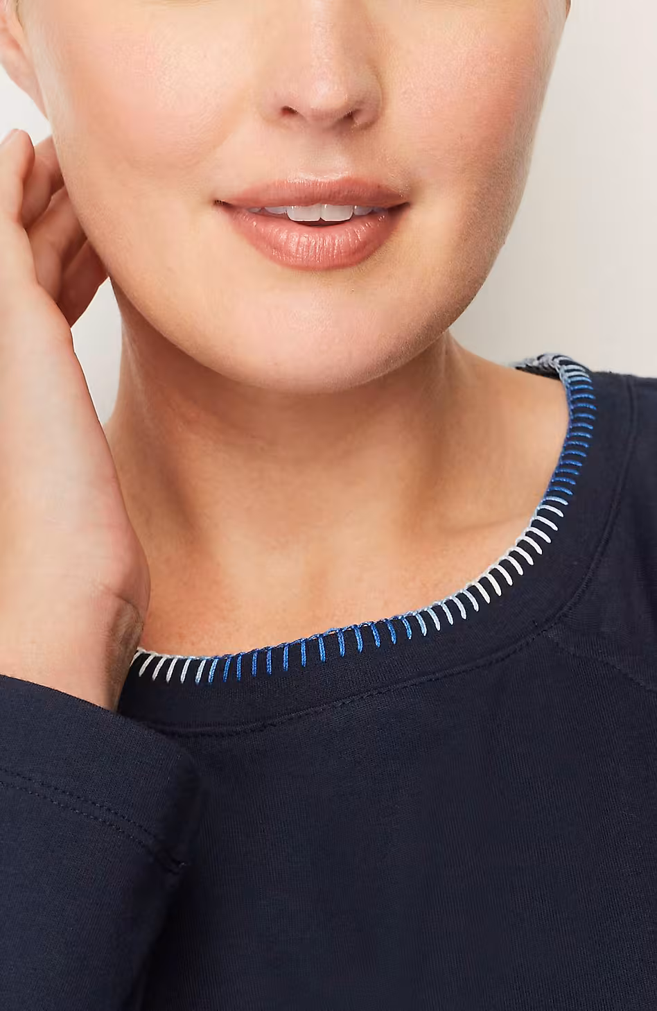 Fit Ombré-Stitched Tunic Sweatshirt